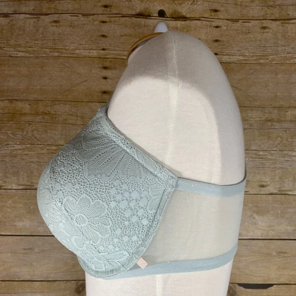 Victoria's Secret Racerback Front Closure Lace Demi Bra 38DDD Light Green